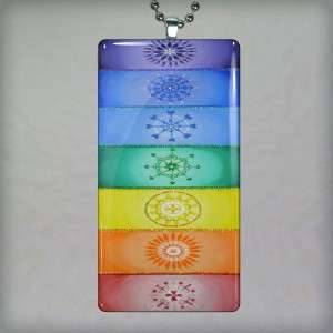 Chakra Symbols New Age Glass Tile Necklace Pendant 221  