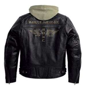 Black Trek 3 in 1 Harley Leather Jacket M L XL XXL  