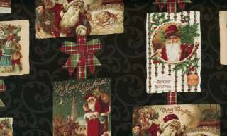 VICTORIAN CHRISTMAS OLD FASHIONED CARDS BLACK FABRIC  