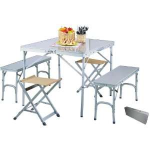 Aluminum Picnic Camping Table with 2 Benches 2 Stools TA 8110  