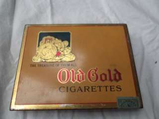 Vtg Old Gold Cigarettes Tobacco Flat Tin Can 50s  