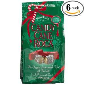Brown & Haley Candy Cane Roca Buttercrunch, 5 Ounce Bags (Pack of 6 