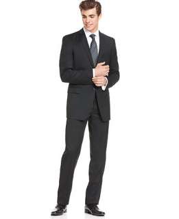 Calvin Klein Suit, Black Solid BODY Slim Fit   Mens Suits & Suit 