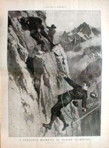 1901 Alpine Climbing Perilous Moment HUGE Rope Hold?  