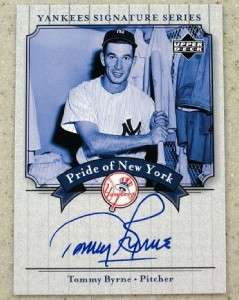 2003 03 UD Yankees Signature TOMMY BYRNE Autograph Auto  