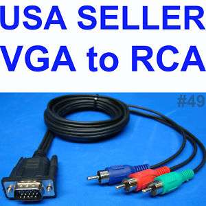 VGA to 3 RCA COMPUTER MONITOR ADAPTER DVD HDD TV 3D DVR  