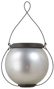 Hanging PATIO LANTERN LIGHTS CANDLE HOLDER Silver GLASS  