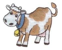 Farm Cow & Bell Embroidered Iron On Applique Patch 692425  