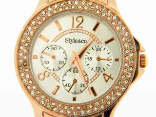   Co. Ladies Rose Gold Stainless Steel Silver Dial Crystal Bezel Watch