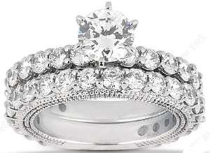 25 carat Engagement ROUND DIAMOND RING & Band BRIDAL SET 14K Gold 
