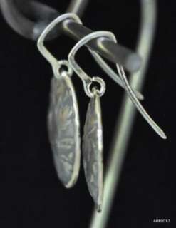 New DAVID TISHBI Silver Leaf Stamped Oval Drop Earrings  