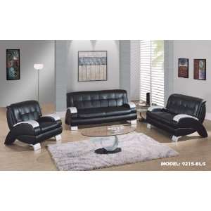  Global Furniture Contemporary Black Leather 3Pc Living Room 
