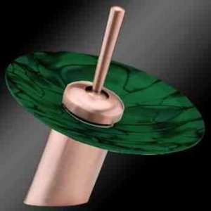   Antique Copper Brass, 7 inch Waterfall Faucet, Green and Black Disk