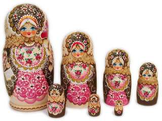 Genuine Babushka Russian Matryoshka Nesting Dolls 7 pcs  