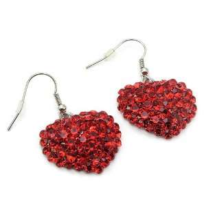  Red Crystal Heart Drop Earrings Fashion Jewelry Jewelry