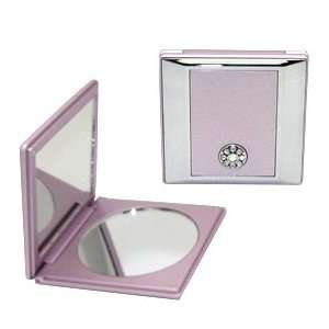   Crystal Square Pink Magnetic Closing Compact Mirror A011 Beauty