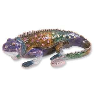  Enameled & Crystal Colorful Lizard Trinket Box Jewelry