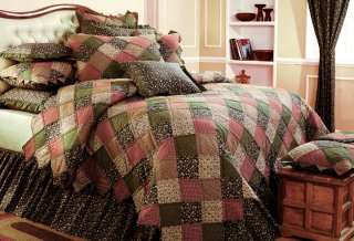 BERKSHIRE COUNTRY PRIMITIVE ROSE FLORAL PATCHWORK 8PC QUILT SET BED IN 