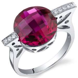  Double Checkerboard Cut 7.00 Carats Ruby Ring in Sterling 