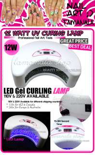 12W LED UV Gel Cure Curing Lamp Dryer Timer 220V 110V Nail Art Salon 
