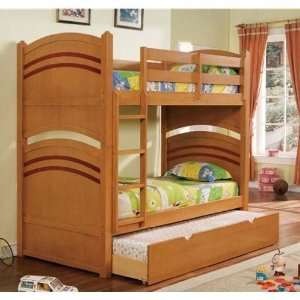  Deco Oak Finish Two Tone Twin Childrens Bunk Bed with 