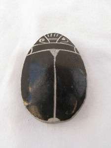 Ceramic Egyptian Scarab Black Basalt Stone 1.75  