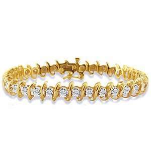   Carat Diamond 10k Yellow Gold S Link Tennis Bracelet (7) Jewelry