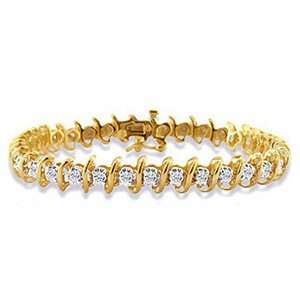   Carat Diamond 14k Yellow Gold S Link Tennis Bracelet (7) Jewelry