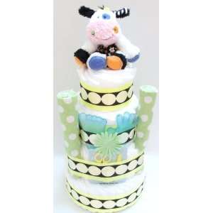  4 Tier Cuddly Cow Diaper Cake 
