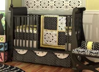   Black White Yellow Girl Crib Bedding Set NEW Discount Elegant  