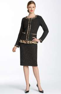 St. John Collection Leopard Print Blouse with Knit Skirt & Jacket 