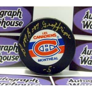 Bernie Boom Boom Geoffrion Autographed Hockey Puck (Montreal Canadiens 