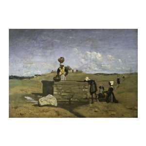  Bretons at the Well by Jean Baptiste Camille Corot . Art 