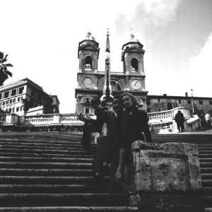  Martine Carol with Christian Jaque on the steps of the 