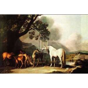  GEORGE STUBBS   GREY STALLION WITH MARES AND FOALS