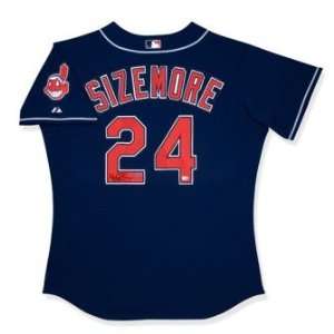 Grady Sizemore Signed Cleveland Indians Blue Jersey UDA