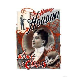  Harry Houdini King of Cards Giclee Poster Print, 9x12 