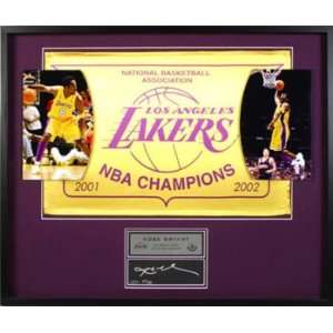 Kobe Bryant Los Angeles Lakers 2001 2002 NBA Championship Banner with 