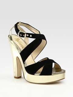 Jerome C. Rousseau   Suede and Metallic Leather Platform Sandals