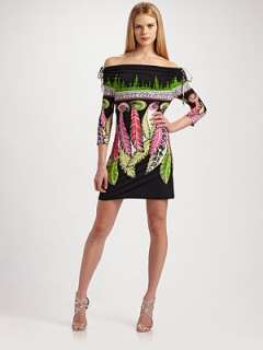 Roberto Cavalli   Ibiza Feather Print Dress    