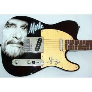 Merle Haggard Autographed Signed Airbrush Guitar & Proof