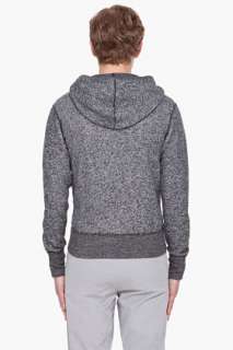 Wings + Horns Charcoal Loop Zip Hoodie for men  