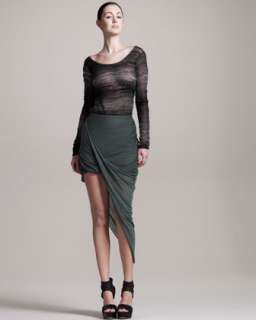 Distorted Mohair Blend Pullover & Slack Asymmetric Jersey Skirt