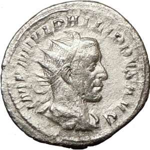 PHILIP I Arab 246AD Ancient Authentic Silver Roman Coin SALUS Health 