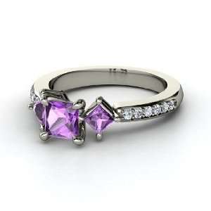 Caroline Ring, Princess Amethyst Sterling Silver Ring with 