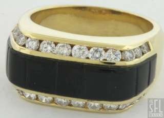   GOLD 1.32CT VS1 CLARITY AND F COLOR DIAMOND ONYX COCKTAIL RING  