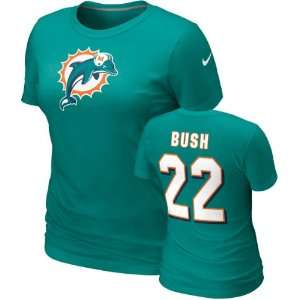 Reggie Bush #22 Womens Aqua Nike Miami Dolphins Name & Number T Shirt