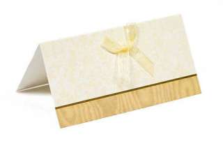 Gold Splendor with Ribbon Placecards with bow. Place cards would work 