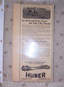 1923 Huber Farm Tractor Thresher Ad Super Four Jr. o  