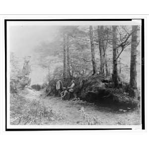  Print (L) [D.G. Elliot, A.K. Fisher, and Robert Ridgway in woods 